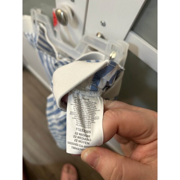 Lee Women's Mid Rise Skort Prep Blue White Stripe 22 Medium Button Stretch Comfy - Picture 5 of 9